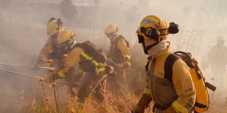 El riesgo de incendio desciende en Alcalá, aunque persiste el nivel extremo en el sur de la región 1 bomberos incendio forestal