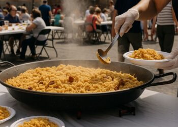 Migas y paella solidaria en la Plaza de los Santos Niños para apoyar la Beca San Diego