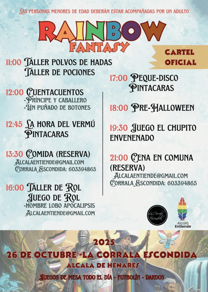 ‘Rainbow Fantasy’ llenará La Corrala Escondida con talleres, rol y vermú familiar el 26 de octubre 2 image 4