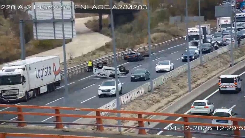 siniestro coche volcado a2 torrejon