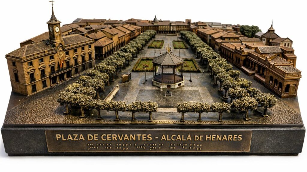 Alcalá seguirá sin maquetas táctiles de sus edificios históricos para personas ciegas 1 maqueta plaza cervantes