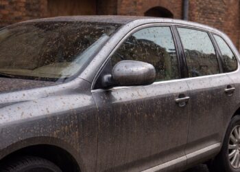 La lluvia de barro ensucia coches y calles en Alcalá tras el paso de la borrasca Regina
