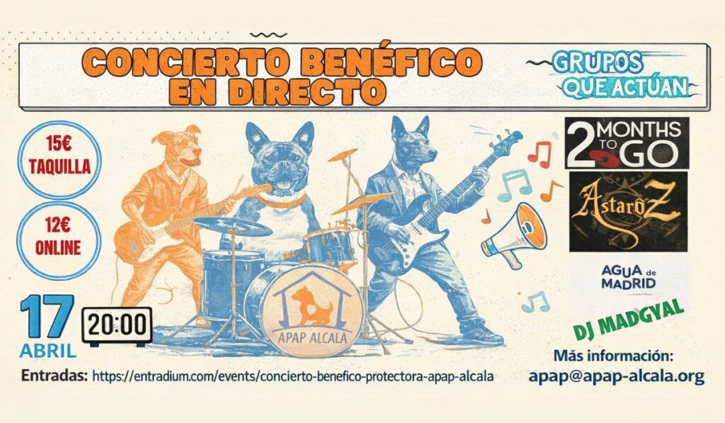 Apap Alcalá organiza un concierto solidario para ayudar al cuidado de más de 120 perros abandonados 1 Concierto APAP