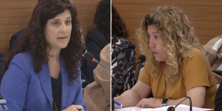 Esther de Andrés (PP) a la izquierda, Patricia Sánchez (PSOE) a la derecha