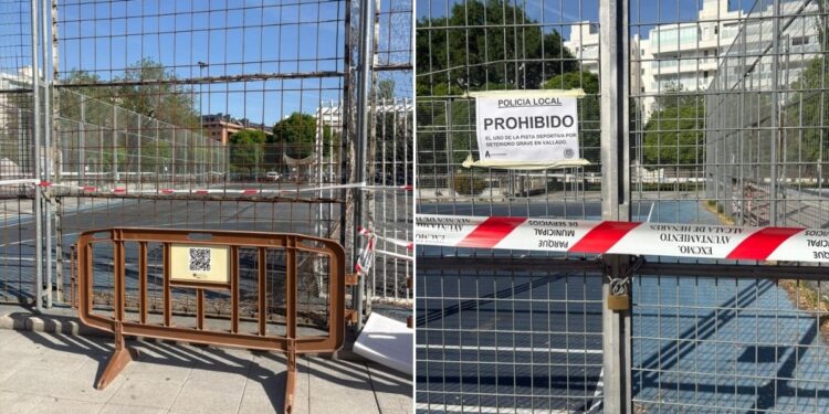 Precinto policial en las pistas de Dámaso Alonso