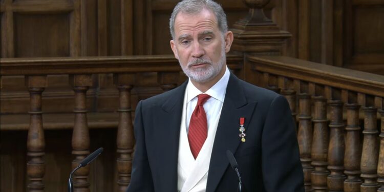 Rey Felipe VI durante la entrega del Premio Cervantes