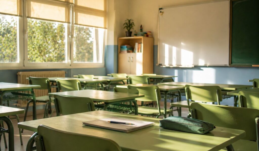 Familias de colegios de Alcalá alertan del calor en aulas y patios durante la recta final del curso 1 Aula de colegio