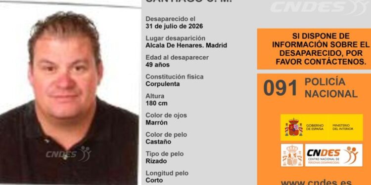 Interior pide colaboración para localizar a un hombre de 49 años desaparecido en Alcalá desde el 31 de julio 1 desaparecido santiago cm