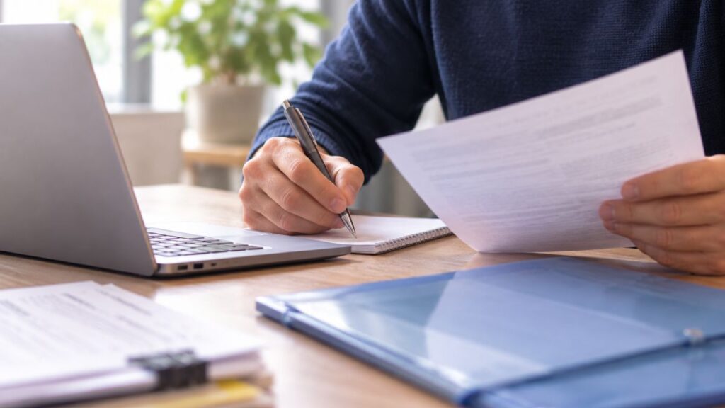 Último día para alegar las becas de formación CPPA solicitadas por desempleados de Alcalá 1 hombre documento laptop