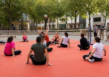 Alcalá lleva el sitting vóley a la Plaza de Cervantes con un torneo inclusivo abierto desde los seis años