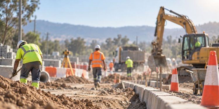 obras viales bajo el sol