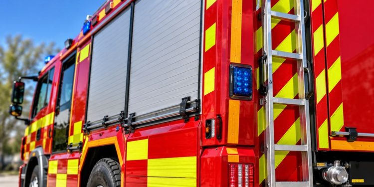 Los bomberos acceden por el balcón a una vivienda de Alcalá para auxiliar a una mujer mayor tras una caída 1 camion bomberos